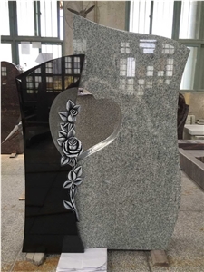 German Style Viscont White Granite Heart Shape Tombstone Headstone