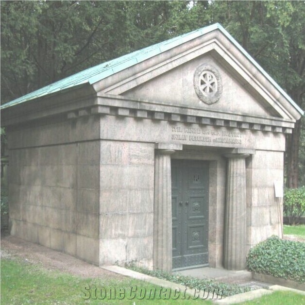 Grey Granite 9 Person Big Family Mausoleum for Cemetery