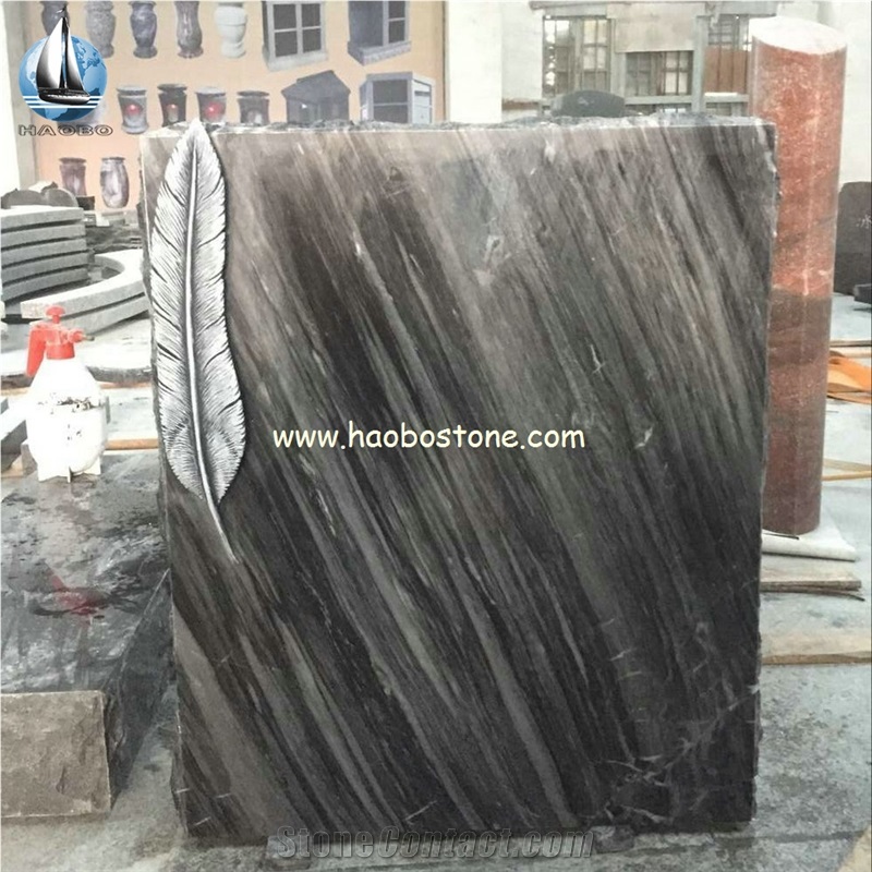 New Material Black Wood Marble Headstone
