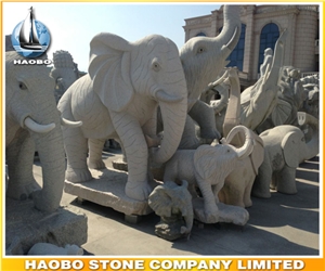 Stone Hand Carved Bangkok Elephant Statue