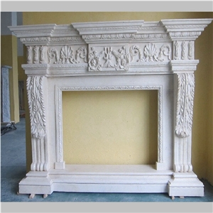 Traditional Style Nature Stone White Marble Fireplace Surround