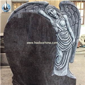 Vizag Blue Antique Finish Granite Angel Gravestone