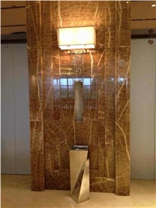Golden Onyx, Polished Tiles and Slabs, Interior Decoration, Royal Style, Natural Texuture, for Wall or Elevator, Etc.High Quality, Competitive Price