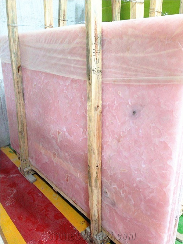 Natural Onyx Slab,Pink Onyx Big Slab Polished, 18mm Thickness, High Quality, Quarry Owner, Competitive Price, Bright Color, Princess Style, Royal