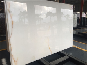 White Onyx Slab Polished Wall and Floor Cut to Size for Project for High Quality