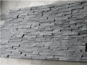 Natural Split Cultured Stone/Black Slate Culture Stone/ 4 Lines Full Edging Black Slate Culture Stone for Wall
