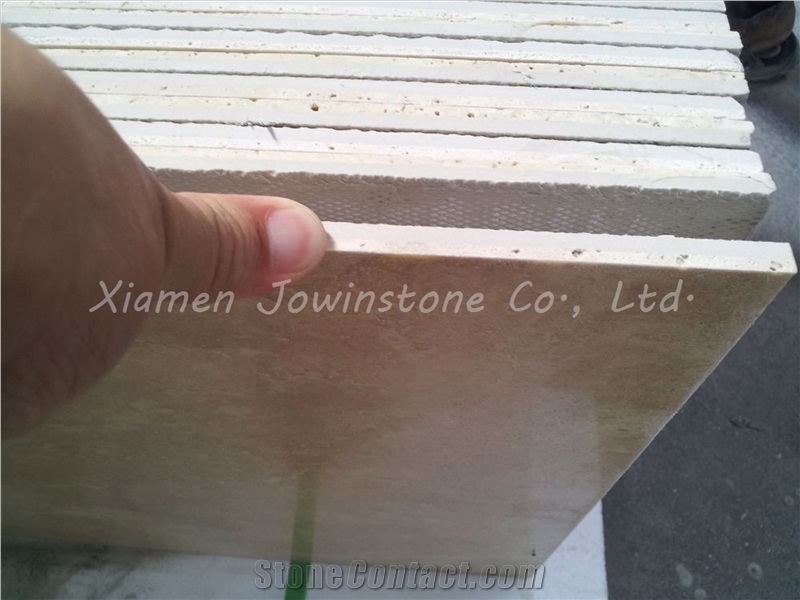 Polished Beige Travertine Composited Tiles for Walling,Flooring,Etc
