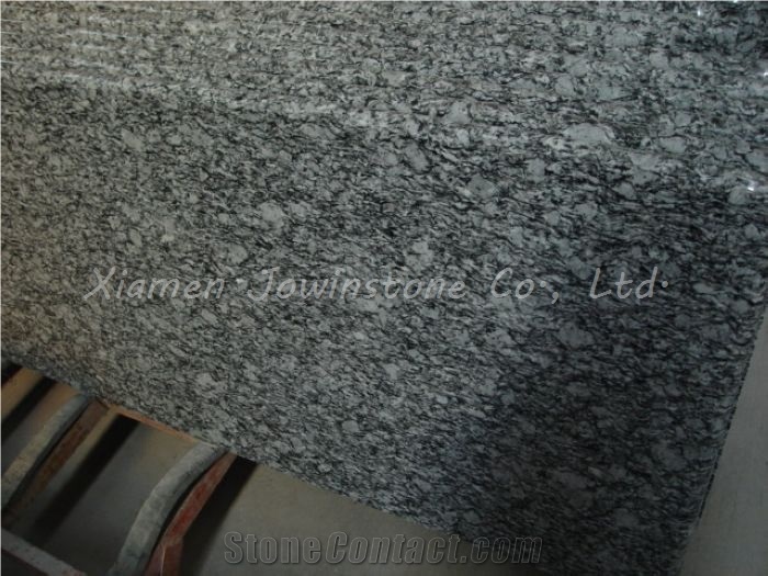 Polished Chinese White/Black/Grey Wavy Grain Granite / Spray White Granite for Wall,Floor