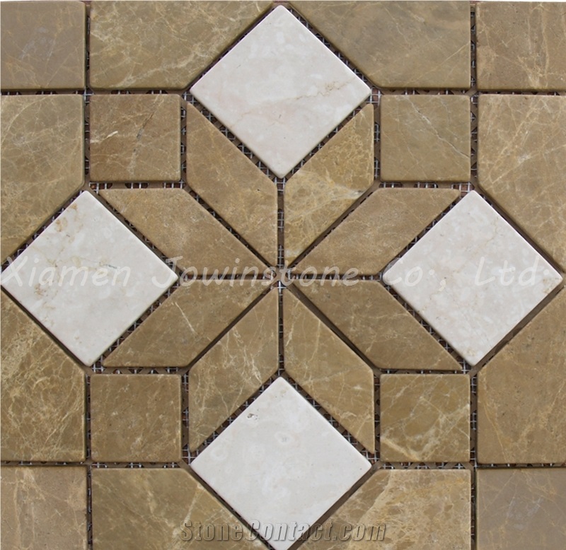 Polished/ Honed Emperador Light and Volakas Marble Mosaic for Wall and Floor