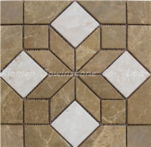 Polished/ Honed Emperador Light and Volakas Marble Mosaic for Wall and Floor
