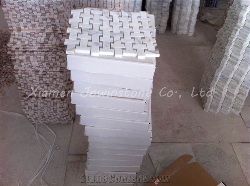 Polished Italian Calacatta Gold Mosaic/ White & Golden Marble Mosaic for Wall, Floor,Etc.