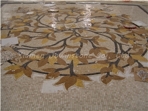 Polished Natural Stone and Glass Mosaic Pattern for Flooring,Walling,Etc.