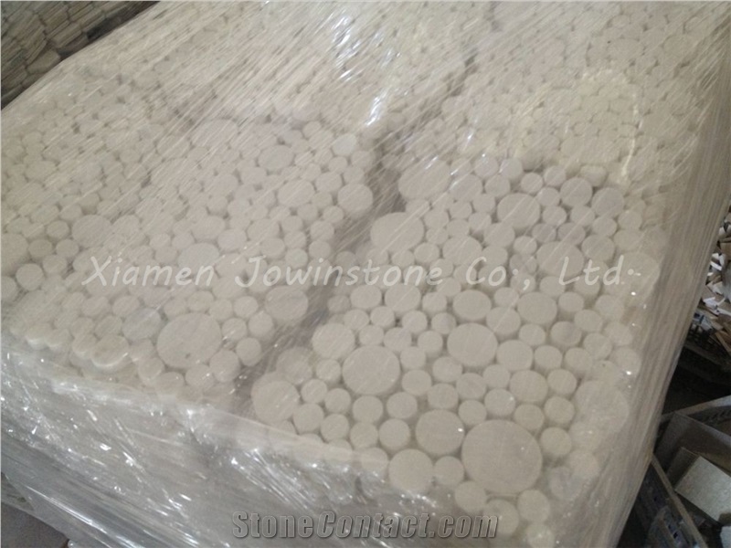 Polished White Marble/Volakas Marble Round Mosaic for Wall, Floor,Etc.