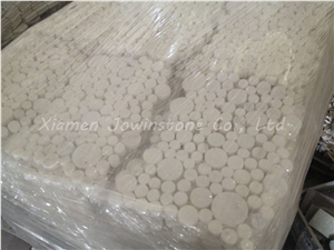 Polished White Marble/Volakas Marble Round Mosaic for Wall, Floor,Etc.