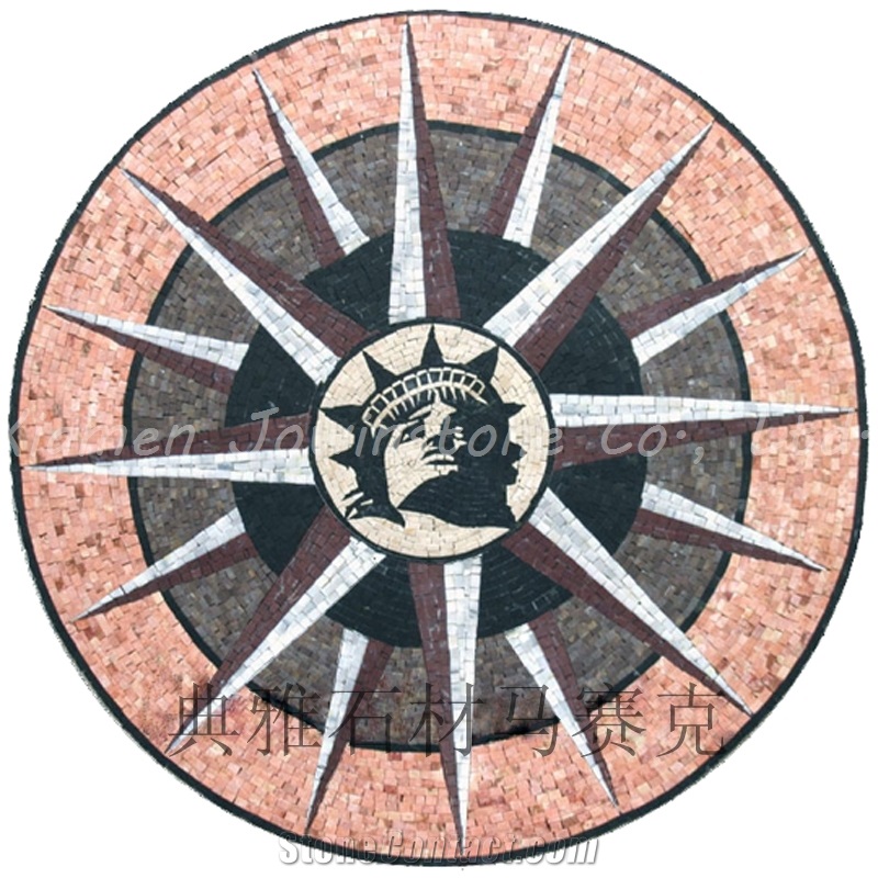 Saw Cut Natural Stone / Glass / Ceramic Round Mosaic Medallion for Floor, Wall,Etc.
