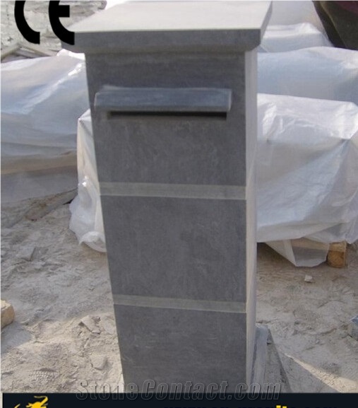 China Blue Limestone Mailbox Stone,Chinese Lantern,Blue Limestone Trash Can Exterior Lamps