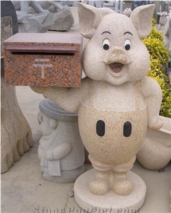 China Yellow Granite G682 Stone Animal Pig Mailbox Granite Sculpture,Chinese Yellow Granite Lantern,Garden Lantern