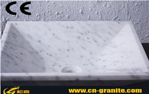 Natural White Stone Vessel,China White Marble Bianco Carrara Sinks, Bathroom Round Wash Basins