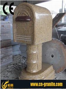Polished Yellow China Granite Stone Mailbox,Outdoor Granite Mailbox Stone,Simply Style Mailbox Stone