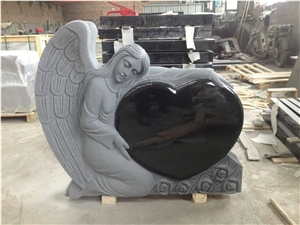 American Style Tombstone-Angel with Heart Die-Heart Gravemarker-Angel Monumetn-Angel Die-Us Monument with Angel Hugging Heart