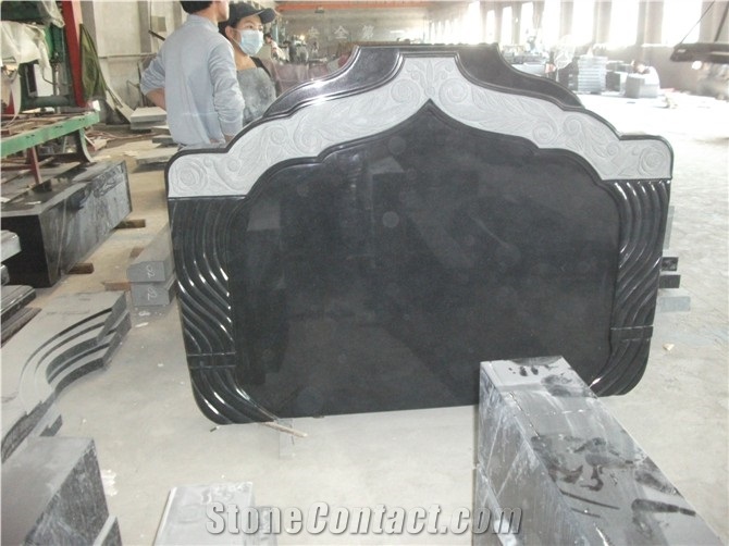 China Black Granite Canopy Tombstone-Black Headstone-Black Gravestone-Black Granite Monument