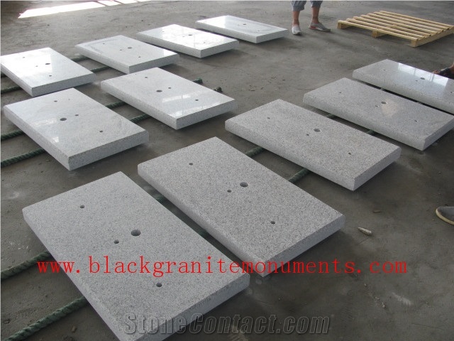 Cheap Light Grey Honed Granite Tombstone Base & Subbase Uk Style, Imperial Grey Granite Tombstone & Granite Headstone & Granite Monument
