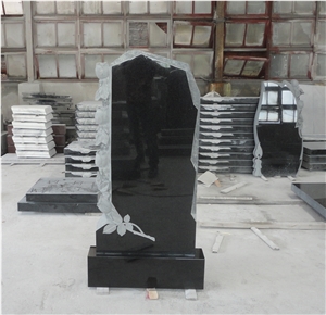 India Absolute Black Granite Monument, with Roses-Am6