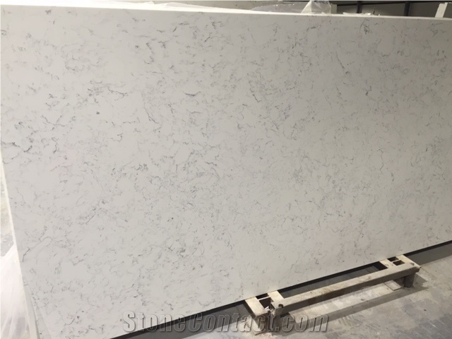 Carrara White Veined Quartz Stone Surfaces Bathroom Countertops and Vanity Tops with High Gloss and Hardness