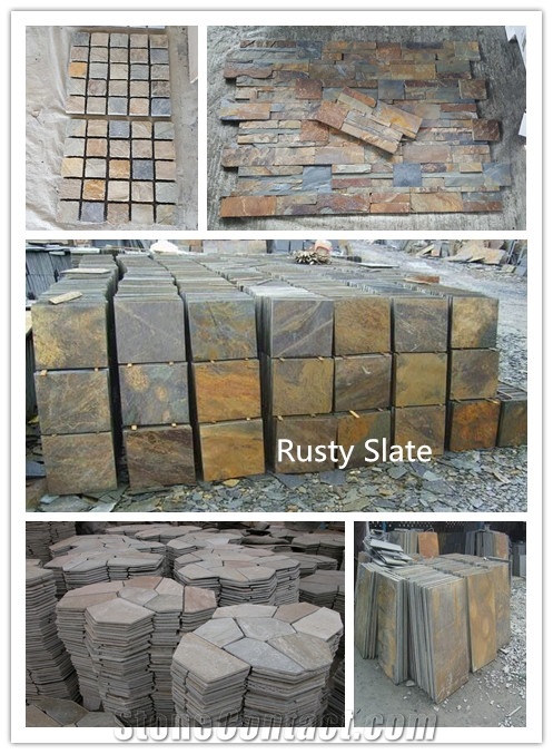 China Black & Rusty Slate Tile & Slab Slate Products