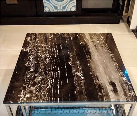 Fantasy Black Marble Table Tops Black Polished Marble Reception