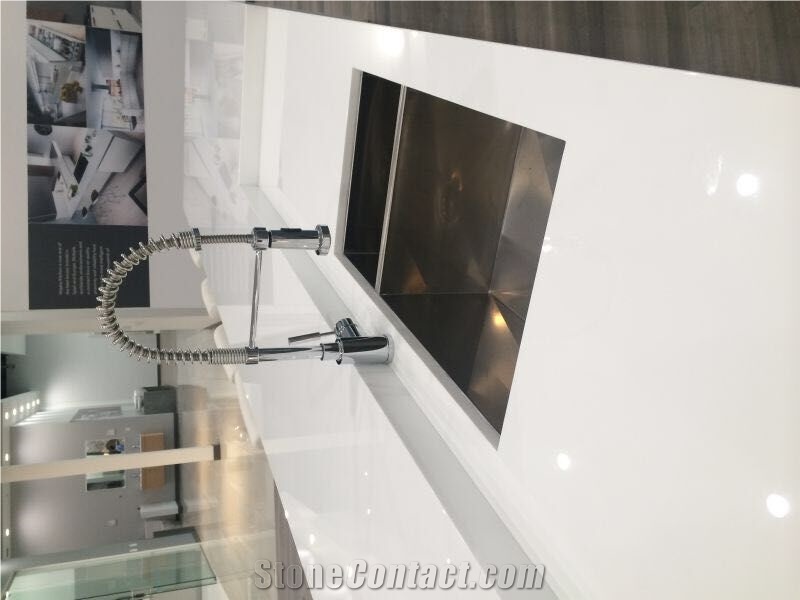 Crystallized Glass Stone Kitchen Countertops , White Nano Glass Stone Kitchen Countertops