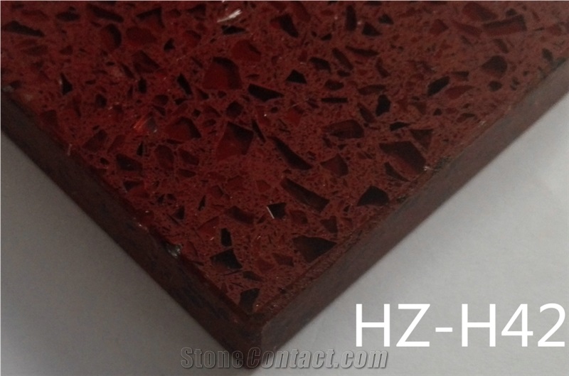 Hz-H42 Dark Red Quartz Stone Tile and Slab,Red Quartz Stone
