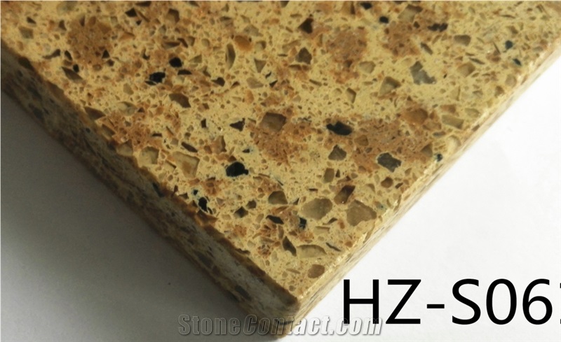 Hz-S06 Crystal Yellow Quartz Stone Tile and Slab