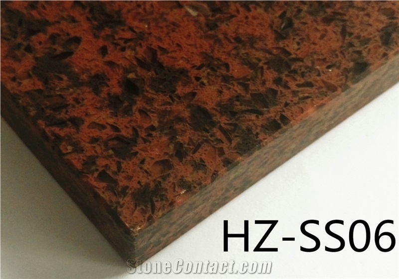 Hz-Ss06 Tan Brown Quartz Stone Tile and Slab