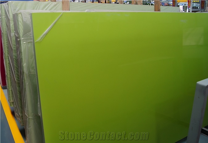 Pure Green Quartz Stone Slab/ Crystal Green Quartz Stone Slab / Engineered Stone