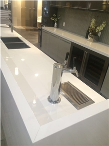 White Crystallized Stone Kitchen Countertop