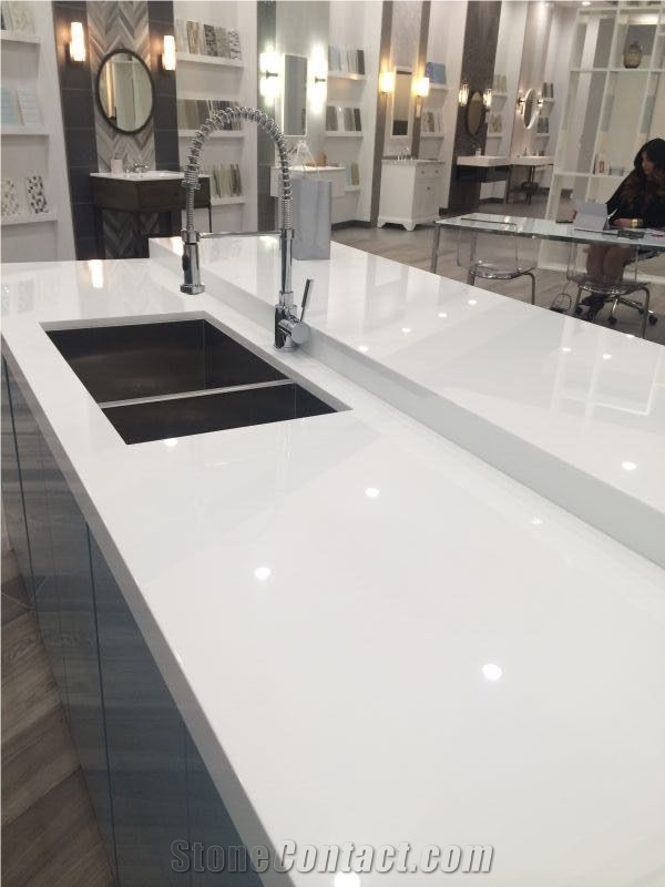White Kitchen Countertop Of Nano-Crystallized Glass