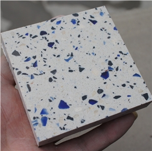 White with Blue Multicolor Artificial Marble Stone Tile