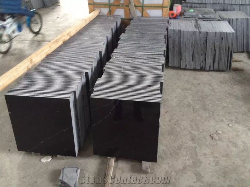 Nero Marquina Marble Tile Less Vein,China Black Marquina Laminated Tile