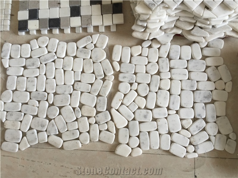 Tumbled White Marble Mosaic Tile,Marble Pebble Mosaic