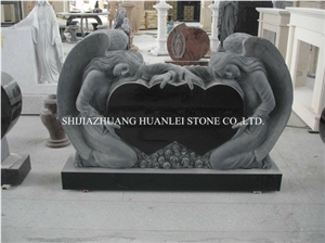 China Black Monument, Absolute Black Granite Tombstone, Heart Memorial ,Single Monuments,Cemetery Tombstones,Heart Memorial