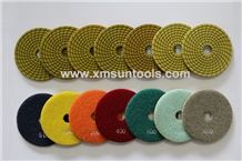 Yellow Spiral Stone Polishing Pads, 4" Wet Pads for Granite and Other Nature Stone,2.7mm Thickness,Fast Polishing,Long Lifespan