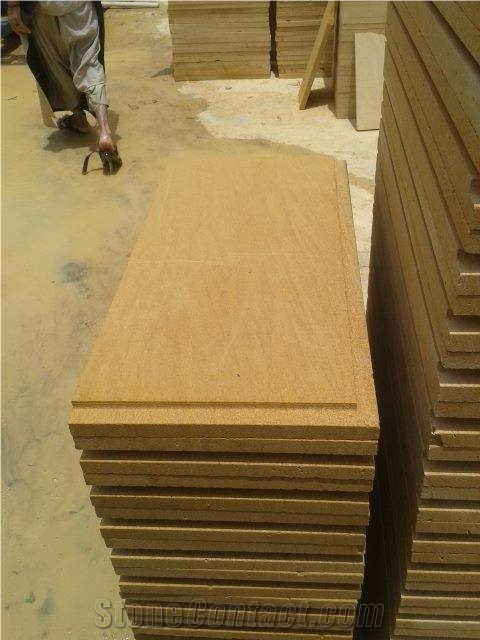 Yellow Sandstone Honed Slabs & Tiles, Pakistan Yellow Sandstone Honed Finished Slabs & Tiles First Choice for Export.