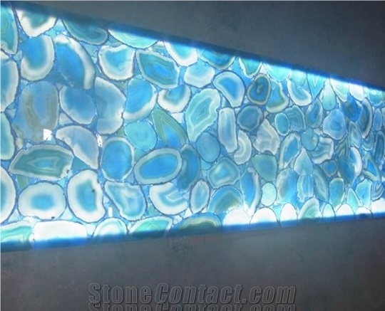 Splendid Nature Blue Semiprecious Backlit Slabs,Flooring,Agate Mosa, Semiprecious Stone