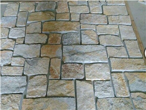Yellow Slate Wall Cladding with Cement Back, Slate Ledge Stone Veneer,High Quality Sesame Yellow Slate Cement Cultured Stone Veneer