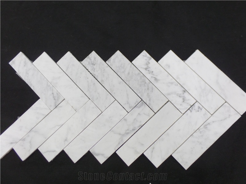 2016 Eastern Polished Marble Bianco Carrara White Herribone Mosaic Tile