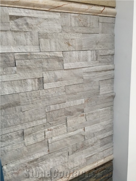 China Grey Marble Wall Cladding, Manufactured Corner Cultured Stone