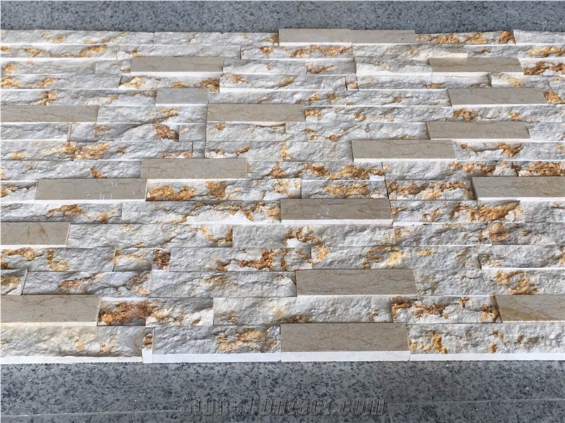New Yellow Marble Cultured Stone Brick Stacked Stone for Wall