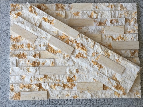 Sunny Beige Marble and Antacid Classic Ledge Cultured Stone Feature Wall