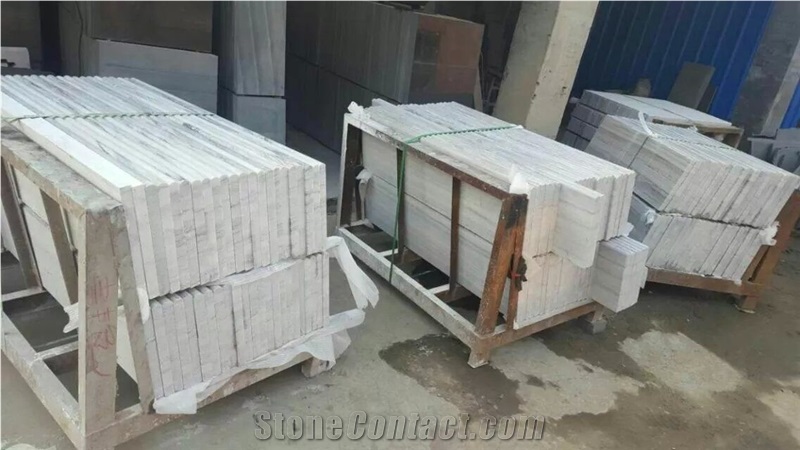 Hebei Crystal White Wood Vein Marble Big Slabs Tiles for Floor Low Prices
